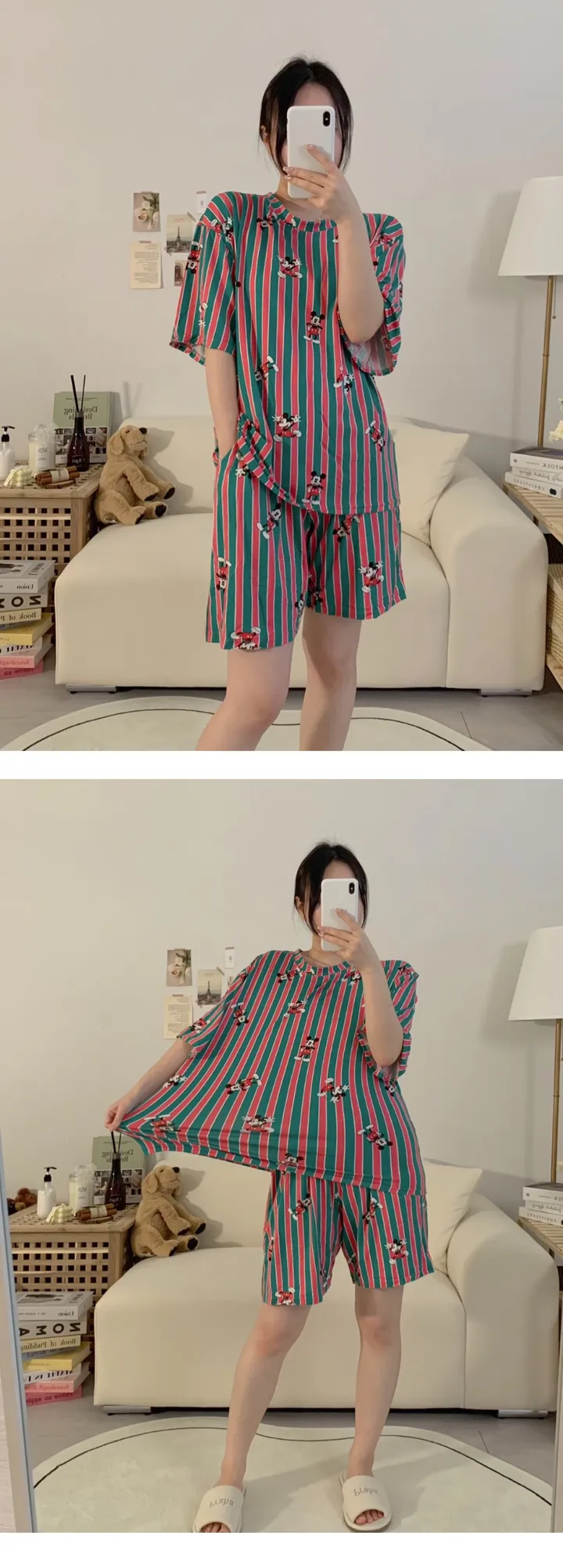 [디즈니정품] 치즈 디즈니 반팔 잠옷세트 빅사이즈 커플 여름 파자마 상세 이미지 19