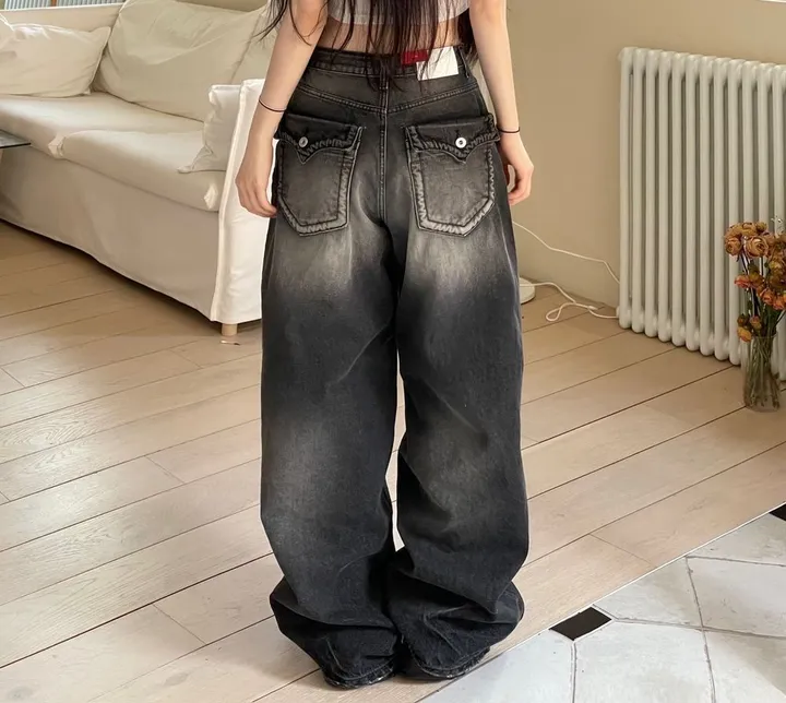 (OOTJ)린지 포켓 와이드 데미지 롱 블랙 데님 팬츠 one color/2 Size 상세 이미지 22