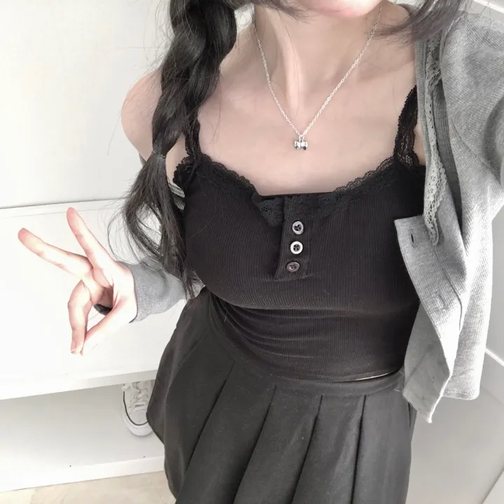 [러블리/레이스🖤/슬림핏] 라운드 스퀘어 레이스 골지 가디건 상세 이미지 9