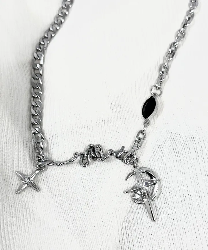 🖤BLACK CRESCENT MOON 블랙 샤인 초승달 체인 목걸이 상세 이미지 8