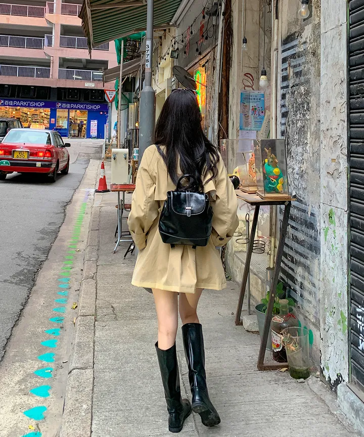 [귀욤아방핏🤎완전강츄] 하이넥 하프 숏 트렌치코트 오버핏 루즈핏 A라인 케이프 바바리 자켓 야상 점퍼 봄 가을 간절기 아우터 데일리룩 2COL 상세 이미지 48