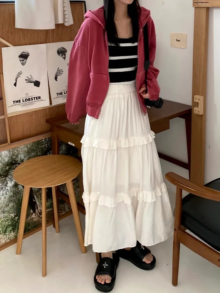 [💖봄신상/여리여리/💖피그먼트]헤븐 시보리 크롭 아방핏 루즈핏 자수 여친룩 꾸안꾸 후드 집업 상세 이미지 16