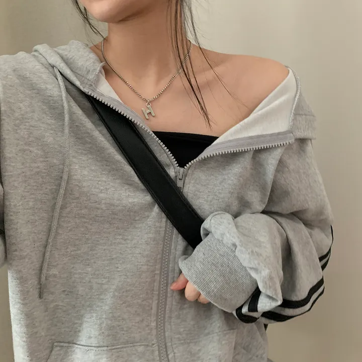 [루즈핏/꾸안꾸🖤] 키트 투라인 후드 집업 점퍼 상세 이미지 40