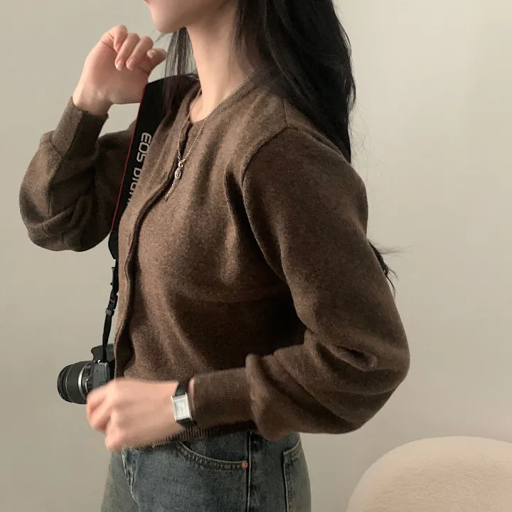 [데일리감성/고퀄!] 어뮤즈 라운드 무지 베이직 니트가디건 - 10color 상세 이미지 4