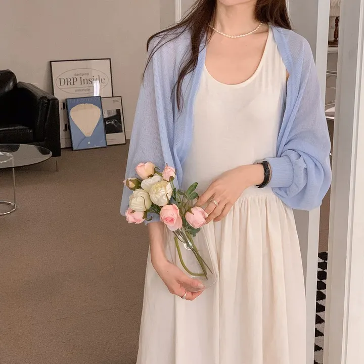 [여름SALE/핏보장/살안타템] 여름용 크롭 그물 네트 볼레로 가디건 얇은 니트 시스루 햇빛차단 체형커버 간절기 오버핏 부유방커버 장마룩 살탐방지 휴양지룩 레이어드 - 4color 상세 이미지 20
