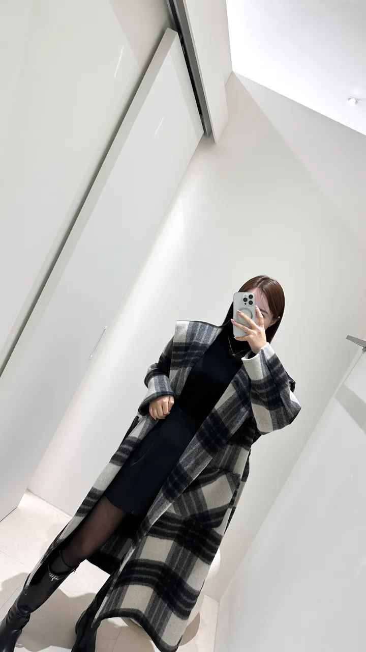 세일러 빅카라 체크 후드 롱코트 (수입) 상세 이미지 9