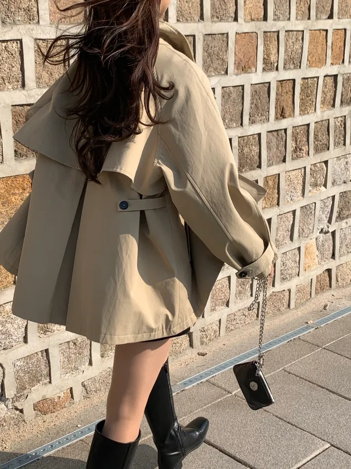 [*주문폭주!!/당일발송*] 파리 트렌치 케이프 하프코트 트렌치코트 트렌치하프 하프트렌치 코트 봄아우터 봄트렌치 절개트렌치 (1color) 상세 이미지 39