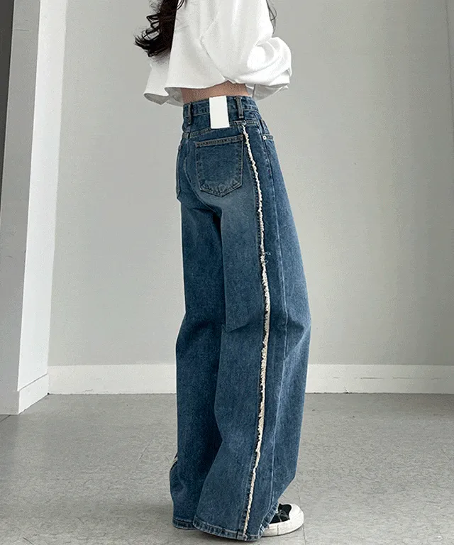 [~3XL] 테슬라 라인 와이드 데님 팬츠