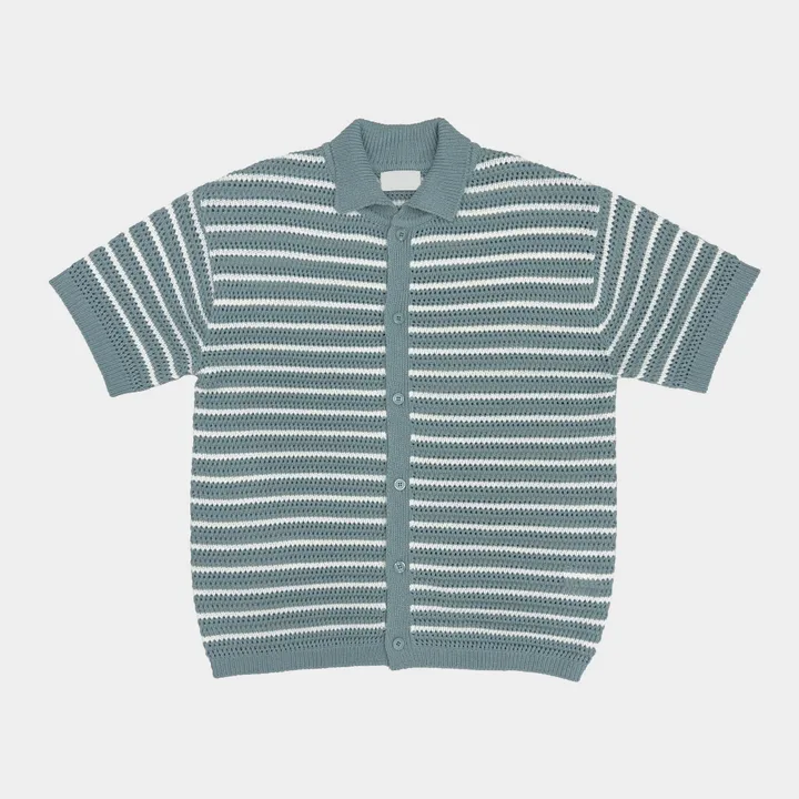 [온트추천] (UNISEX) 모리 스트라이프 카라 반팔 가디건 상세 이미지 49