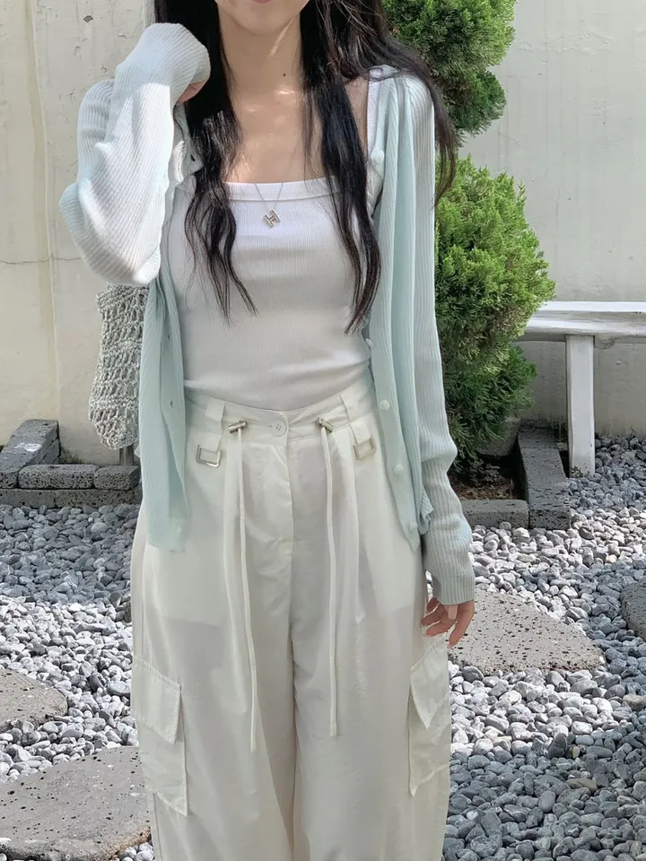 릴리 여름 골지 라운드 긴팔 가디건 (3color) - 여름가디건 살안타템 햇빛차단 데일리룩 여행룩 휴가 바캉스룩 상세 이미지 21