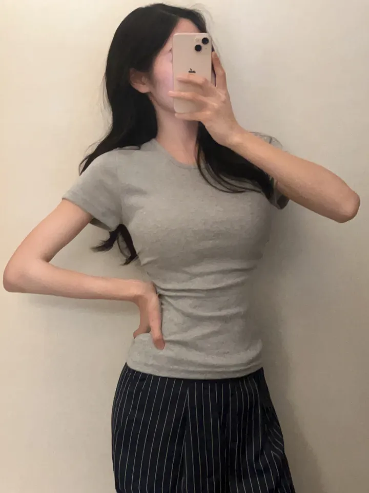 후기극찬🏆[핏예쁜반팔/기본티정석*.*] 몸매 좋아보이는 셔링 라운드넥 봄 이너티 여름 기본 반팔티 -6color 상세 이미지 5