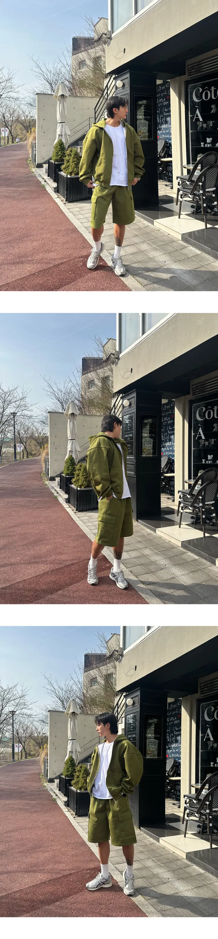 [SET할인][당일출고] 오버핏 후드집업 후드티 봄 여름 버뮤다 트레이닝 팬츠 세트 상세 이미지 4