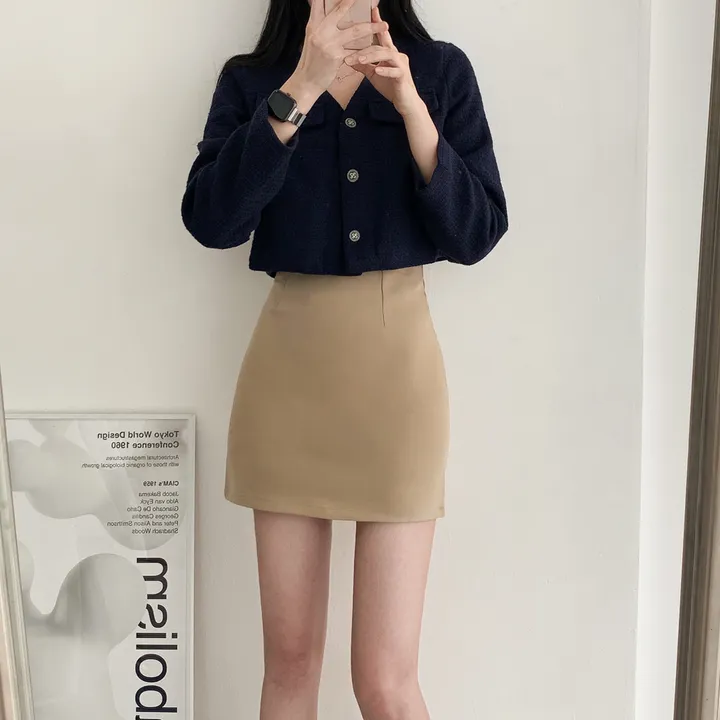 [부분 당일배송🎀1000장돌파!! 리뷰극찬🔥컬러추가!] 트위드 세미 크롭 자켓 노카라 간절기 하객룩 숏자켓 핑크 아이보리 블랙 네이비 - 5colors 상세 이미지 57