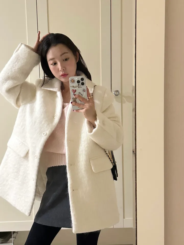 [주문폭주/핑크강추🩰] 헤어 울 하프코트-2col 상세 이미지 12