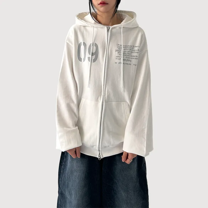 [UNISEX] 나인 레터링 투웨이 후드 집업 (3color) 상세 이미지 17