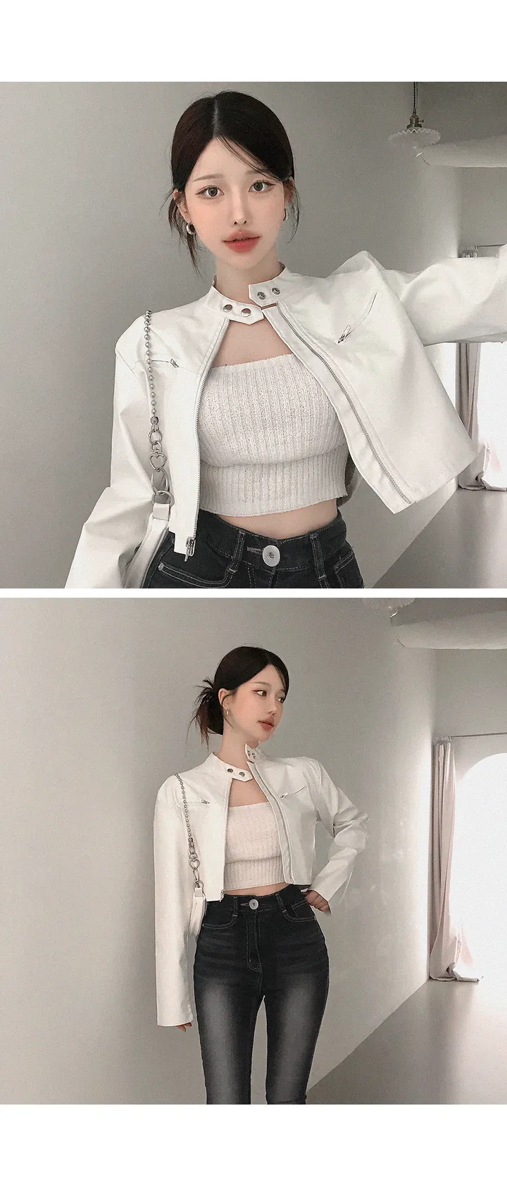 [최저가/가격실화?!] 디케 유니크 Y2K 노카라 크롭 레더자켓 라이더자켓 봄아우터 봄옷 봄신상 가을아우터 가을자켓 상세 이미지 3