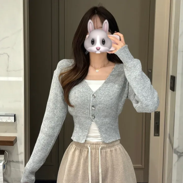 [허리잘록/크롭] 브이넥 울 크롭 가디건 봄겨울신상 봄가디건 (4color) 상세 이미지 10