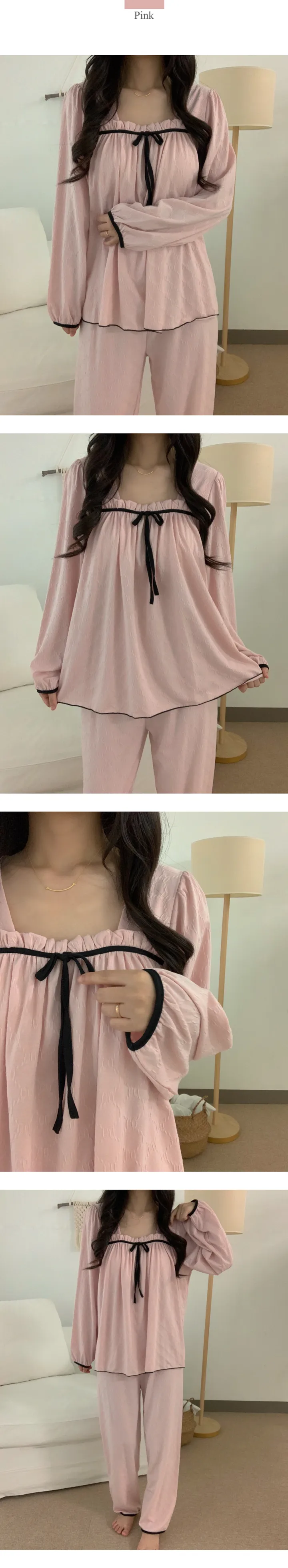 [부분당일] [릴스핫템] 로망 브라캡 긴팔 긴바지 잠옷 세트 3color 2size 상세 이미지 12