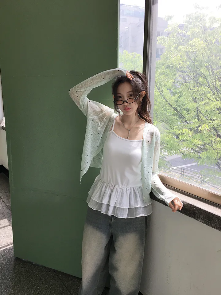 최저가![여리무드🤍시스루 도트 가디건 살안타템 여름가디건] 비비안도트시스루가디건 상세 이미지 16