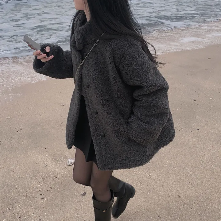 [왕아방핏🤎/주문폭주✨]후회없는 선택,푸들 양털 오버핏 하프 스웨이드 퍼자켓,코트 상세 이미지 85
