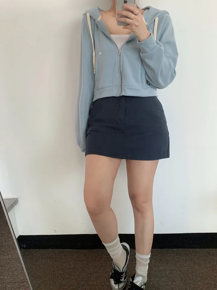 멜라운지 아크 후드 점퍼 mellounge 3col 레이스끈 패치 포인트 숏 러블리 파스텔 크롭 자켓 봄 상세 이미지 22