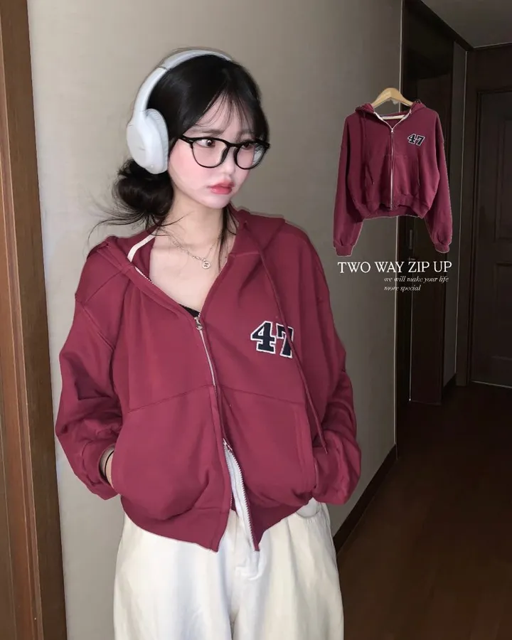 [47레터링] 루즈핏! 투웨이 후드집업 -3col 상세 이미지 1