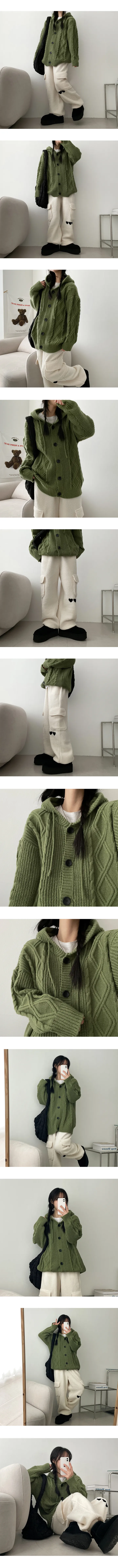 르트꽈배기단추후드니트가디건 (3color) 상세 이미지 3