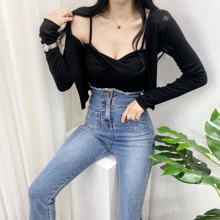 🚀당일발송🚀[몸매보정/글램룩] 봄 여름 가을 알프 숏 꽈베기 나시 가디건 세트 상세 이미지 45