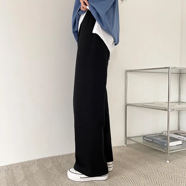 (키작녀,베이직,키큰녀) (기모선택가능!) 포시즌 밴딩와이드팬츠 트레이닝팬츠 4color 상세 이미지 32