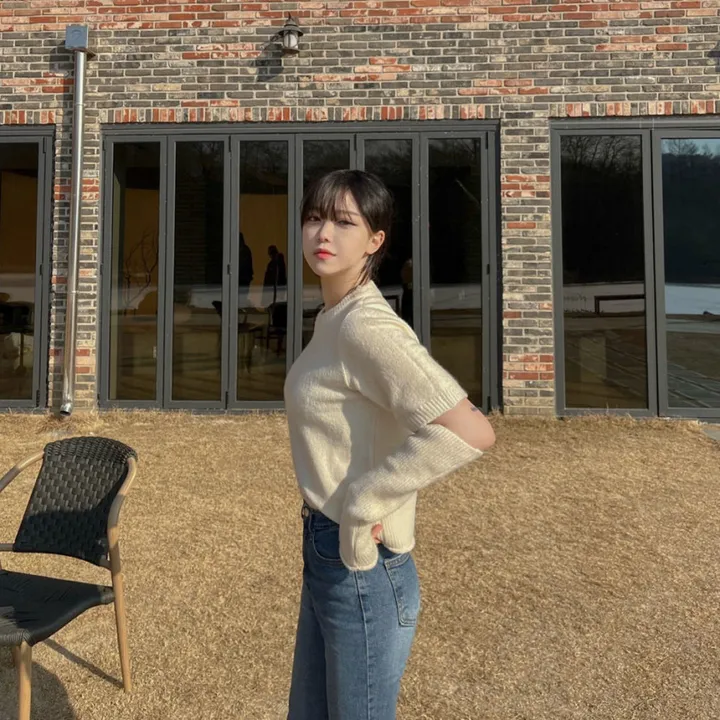 [워머SET/재진행‍🔥] 러블리 보들 울 핸드 워머 니트 세트 루즈핏 트임 반팔 니트티 라운드넥 토시 니트투피스 상세 이미지 14