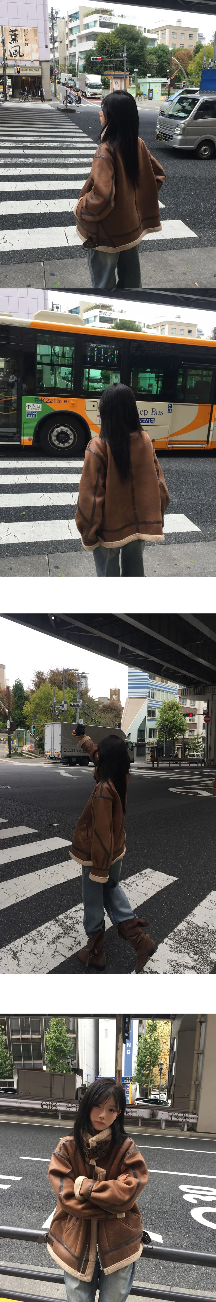 in tokyo [멋스러운 오버핏] 하이넥 터틀 버클 스웨이드 무스탕 -2color 상세 이미지 10