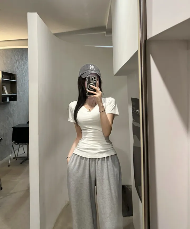 S,M,L [팔뚝살소멸!/레전드핏] 쫀득말라핏 브이넥 반팔티 상세 이미지 7