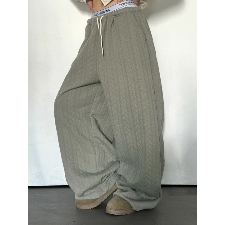 누빔🌡️[UNISEX/소장추천!]퀼트 블랭킷 웜업 케이블 포인트 윈터 루즈 와이드 트레이닝 팬츠(4color/5-7일 여유주문) 상세 이미지 23