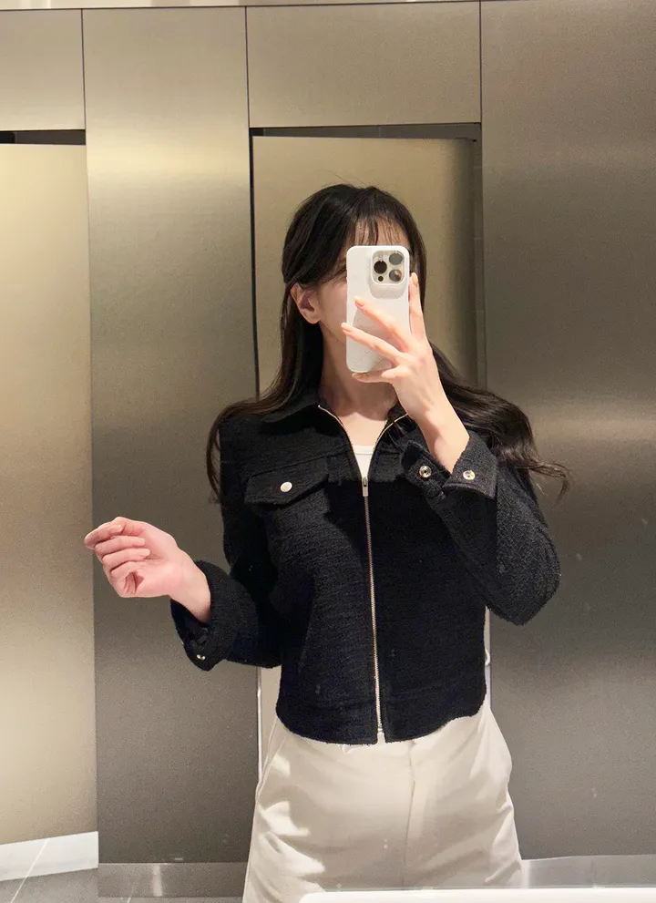 🤍슬림핏/고퀄리티🤍 슬림 포켓 카라 트위드자켓 봄자켓 상세 이미지 18