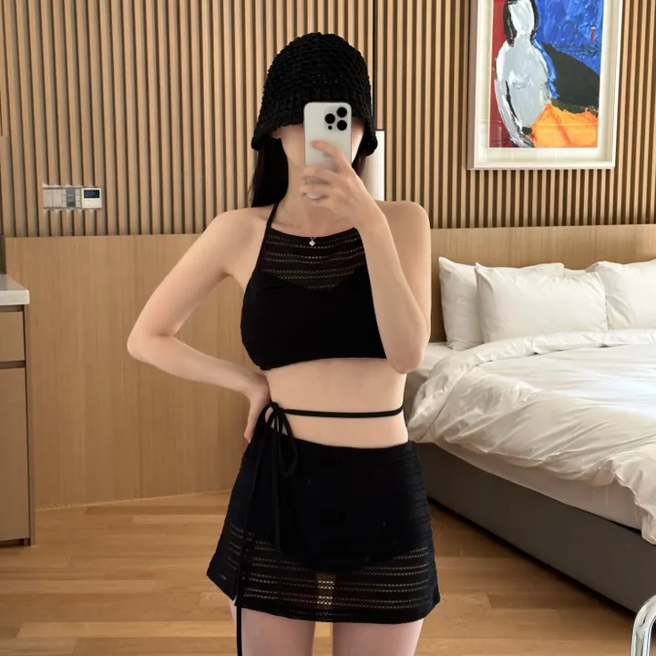 [당일🤍/수영복세트] 하우스 펀칭 홀터 비키니 스윔웨어 비치웨어(2pcs) 상세 이미지 9