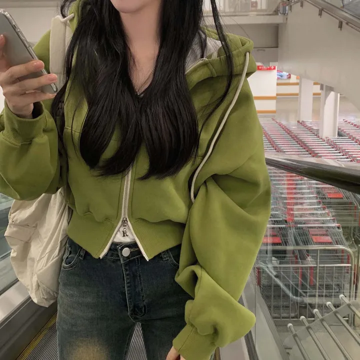 [완전인기✨/백염컬러 당일출고!] 자체제작 크치Made 꿈에 나온 핏, 투웨이 양기모 크롭 후드집업 ver 아우터 자켓 - zipup 상세 이미지 28