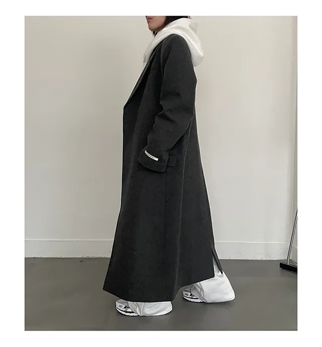 (Unisex) 카민 히든 롱 코트 (3color) 맥시 겨울코트 오버사이즈 울코트 남녀공용 상세 이미지 13