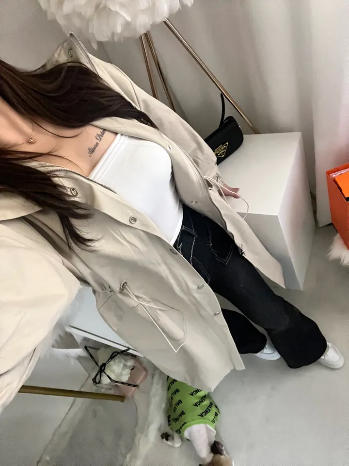 [⚡️당일출고⚡️/*남은수량마지막*] 휘뚜루마뚜루 데일리 허리 스트링 카라넥 롱 트렌치 코트 상세 이미지 13