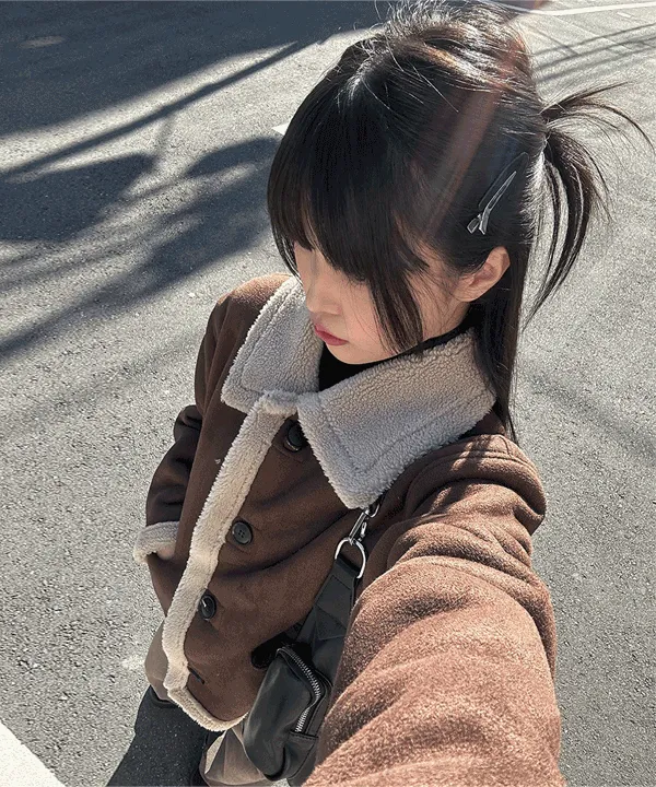 [재진행🤎🐻]테디 브라운 무스탕 자켓