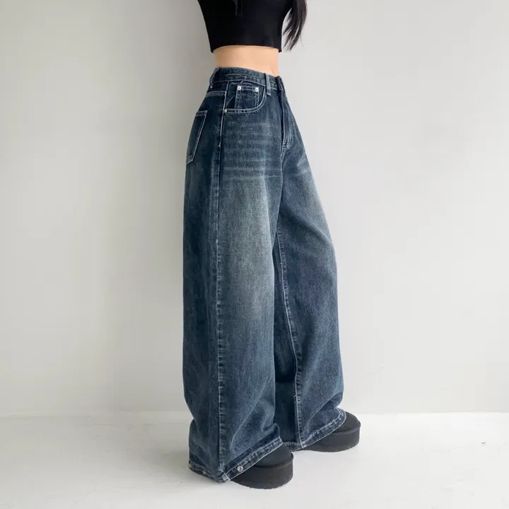 [모델소장🖤/기장선택/~XL] 페이블 3기장 힙 빈티지 워싱 하이웨스트 로우 밑단 스냅 조거 와이드 데님 팬츠 청바지 키작녀 키큰녀 남녀공용 사계절팬츠 빅사이즈 상세 이미지 18