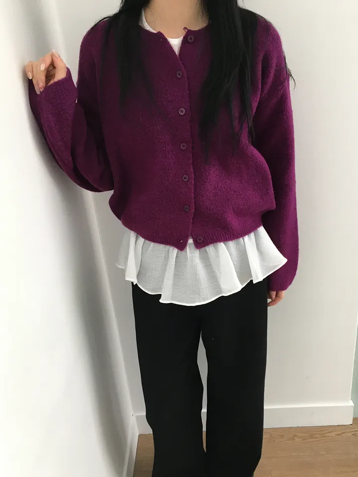 MD픽💜 엘가 라운드 세미크롭 니트 가디건(9color) 상세 이미지 8