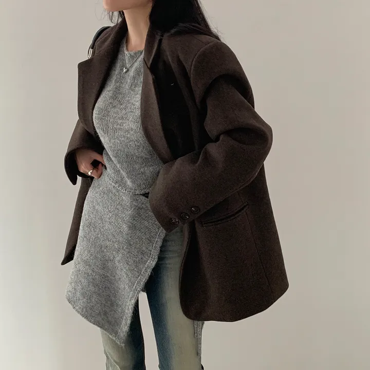 [wool100%/브랜드공정]  윈터 싱글 투버튼 카라 리얼 울 자켓 블레이저 - jk 상세 이미지 83