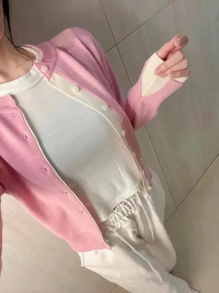 3color) 배색 포인트 소매절개 가디건 *배색가디건, 니트가디건 상세 이미지 31