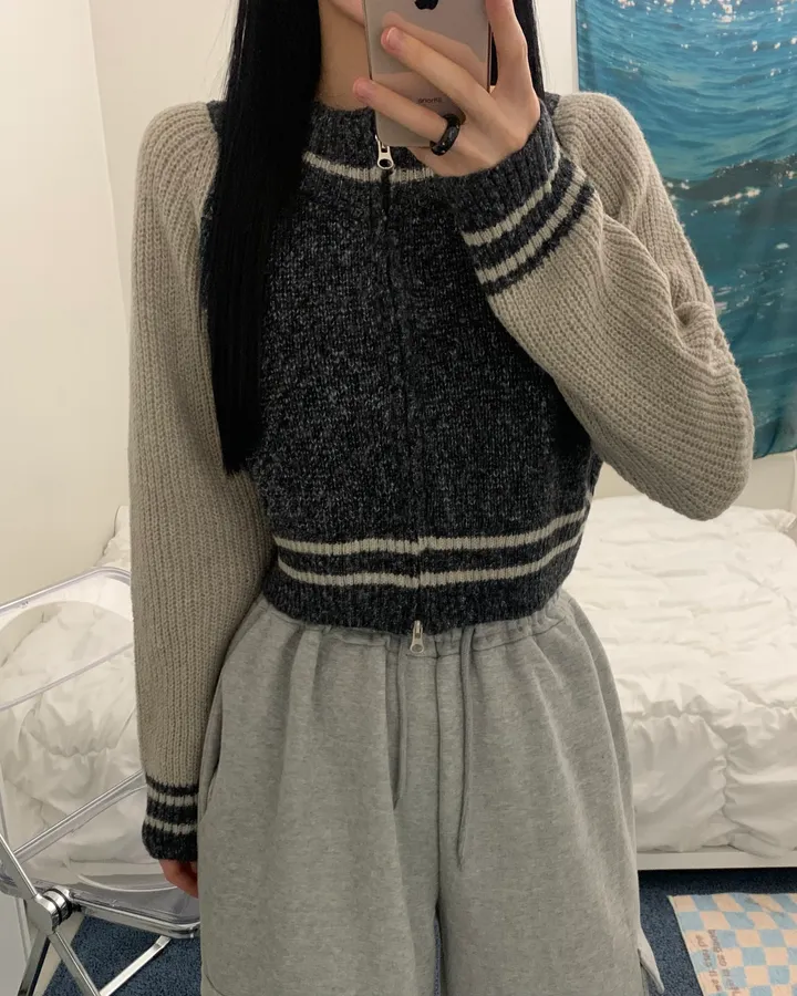 bori two way raglan crop Knit zip-up (3color) 상세 이미지 10