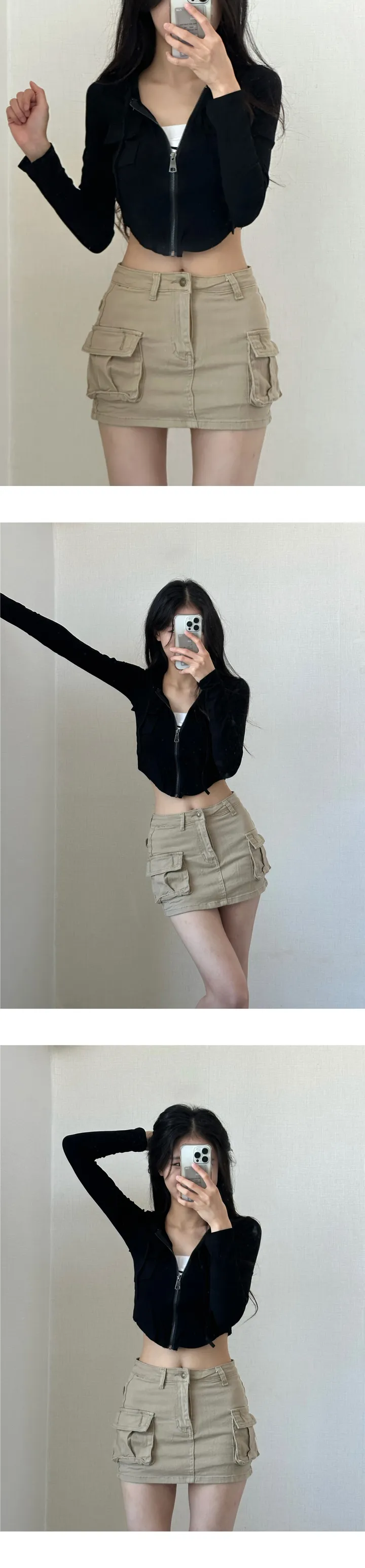 당일🚀 [ 2개 묶음할인,모델소장]  y2k 힙카고 투포켓 슬림 U라인 후드 집업 상세 이미지 25