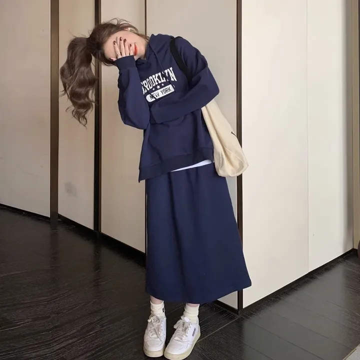 💙상하의세트💙 후드티 롱 치마 꾸안꾸 캐주얼 트레이닝복 코디세트 마실룩 간절기 상세 이미지 10