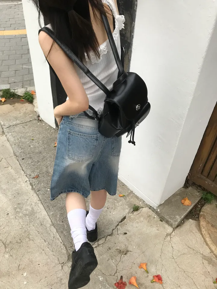 블랙 레더 미니 백팩 상세 이미지 11