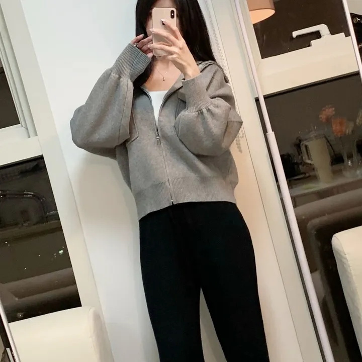 봄신상 고퀄리티 벌룬소매 아방핏 집업니트가디건  4COLOR 상세 이미지 28