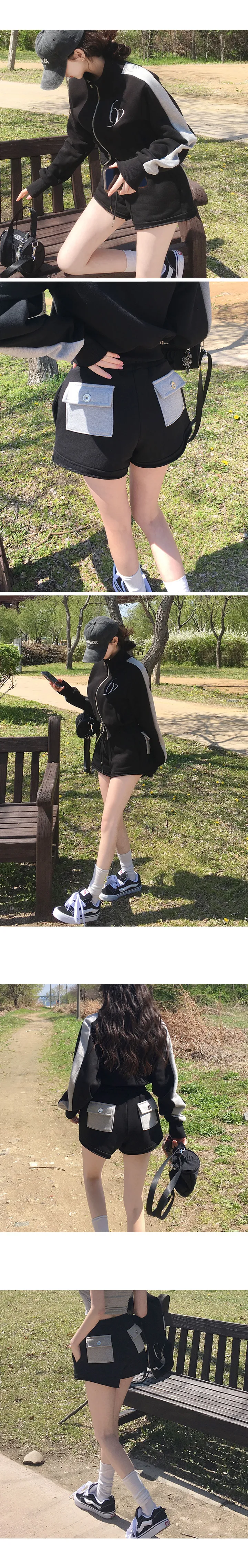 *부함x직각어깨핏[여름밤에도🖤] made 멜팅 배색 세미크롭 집업 상세 이미지 28