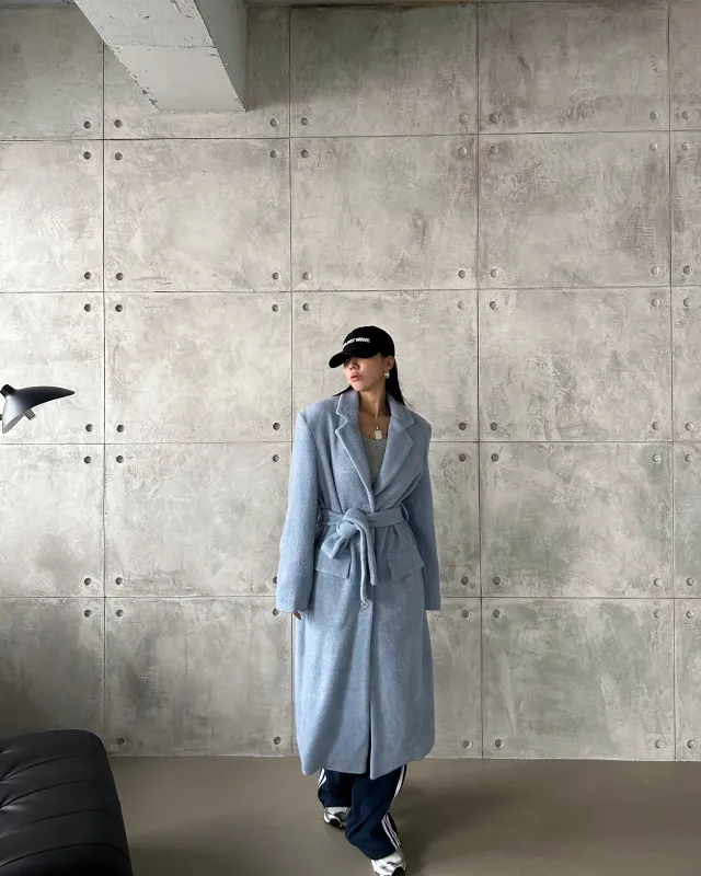 [SALE] 포그니 벨트 롱 코트 SKYBLUE COLOR 상세 이미지 8